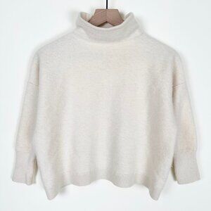 Free People 100% Cashmere Sweater Mock Turtleneck Cropped Boxy Minimalist XS